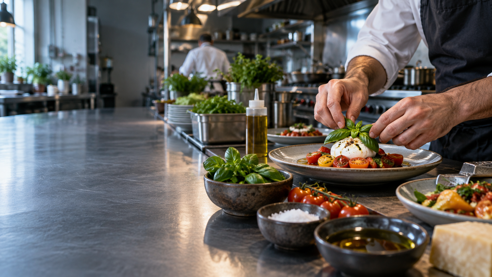 Chef al lavoro in una cucina professionale